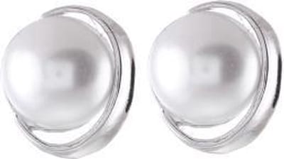 Behave - Oorstekers dames - zilverkleur - parel - klassiek - 2,5 cm