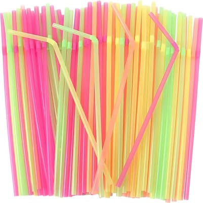 Daity Papieren rietjes – Felgekleurde, stijlvolle, zachte rietjes, geschikt voor alle gelegenheden en feestdecoraties – 100 rietjes per verpakking