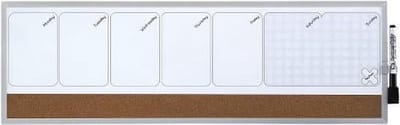Nobo  Whiteboard Weekplanner - Weekplanner Magnetisch - 585 x 190 mm - Natuurbruin - Ideaal Voor Thuiskantoor