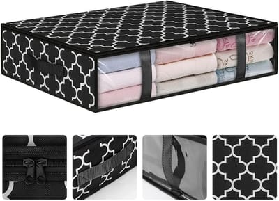 VHV - Opbergtas - Kleding opbergzak - 1PCS - Onderbed opbergbox - Dekbedtas - Grote capaciteit - Opvouwbaar - Voor onder het bed en kledingkast - Voor dekbedden en kussens - 60*45CM - Zwart