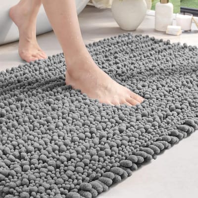 Badmat - Badkamermat Chenille antislip dikke absorberende zachte tapijtloper - vloermat 40 x 60 cm grijs