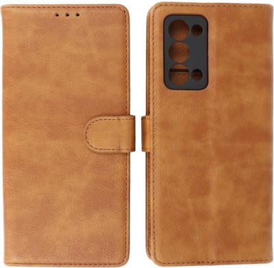 Oppo Reno 6 Pro Plus 5G Hoesje - Book Case Telefoonhoesje - Kaarthouder Portemonnee Hoesje - Wallet Case - Bruin