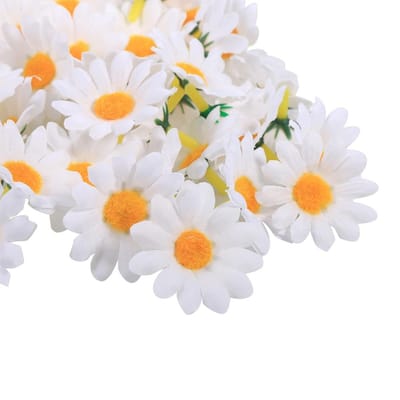 100 PIÈCES 4cm Marguerite Fleur Artificielle Têtes en Tissu Vrac Décoration de Mariage (#3 Blanc) blanc