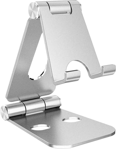Famanu Mobiele telefoonhouder, opvouwbare mobiele telefoonstandaard, aluminium telefoonstandaard voor bureau, verstelbaar, compatibel met smartphone,, smartphone smartphone, houder voor mobiele telefoons, Splinter