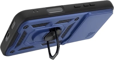 Mayaxess, Hoesje Geschikt Voor Honor 600 Lite met Camera Cover en Magnetische Ring, Nachtblauw