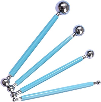 Klei Graveerpen Set - Aardewerk Modellering Tool - Keramiek Decoratie - Dubbelzijdig Ontwerp - 4 Stuks - Blauw Paars Lichtblauw