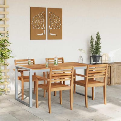 vidaXL Tuin Tafel Grijs 160 x 80 x 75 cm Massief Acacia Hout