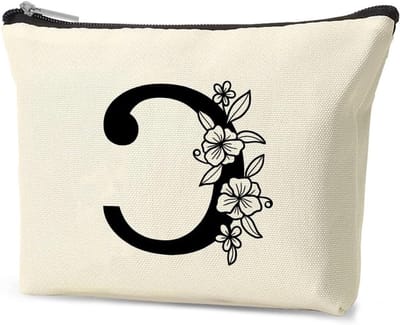 Persoonlijke A-Z Bloemen Letter Make-up Tas voor Vrouwen, Meisjes en Moeders - Perfect Cadeau voor Bruidsmeisjes en Reizen