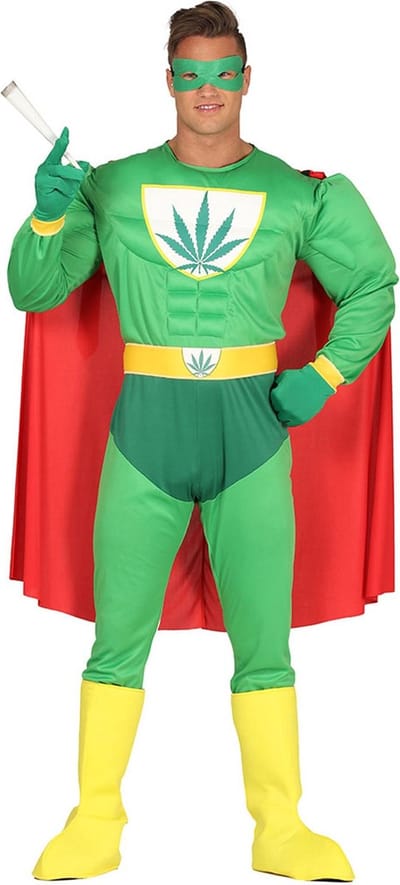 Fiestas Guirca - Superhero Weed - maat L (52-54) - Carnavalskleding - Carnaval - carnavalskleding 2027 - Carnaval kostuum