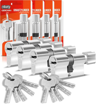 Profielcilindersloten 30/30 - Set van 4 - Inclusief 10 Sleutels - Deurslot Knopcilinder - Lengte 60 mm