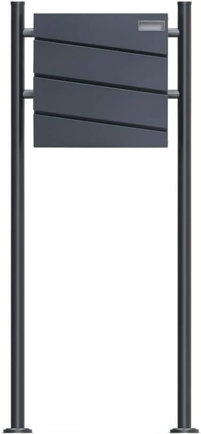 SCHARTEC SBS-SPB-1 Design staande brievenbus, vrijstaand, antraciet, met krantenvak, staande brievenbus