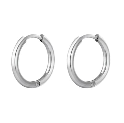 Oorringen - oorbellen - 1,6 cm - zilver kleur - maat large - perfecte basic - kliksluiting - makkelijk in en uit doen - stainless steel