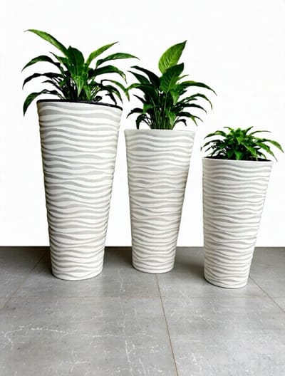 3st Lange Hoge bloempot Rond vaas wit 80cm 70cm 60cm Hoog plantenbak aan deur binnen buiten