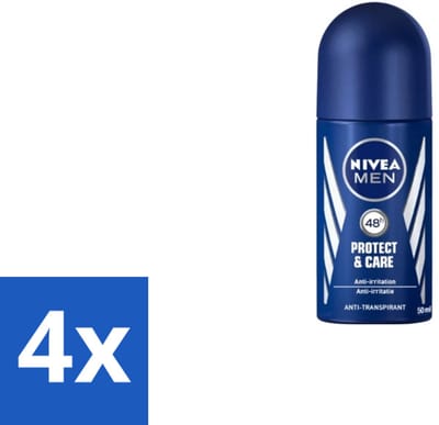 4 x NIVEA MEN - Deodorant Roller - Protect & Care - 50 ml - Deodorant - Anti-transpirant - Zweetbehandeling - Huidverzorging - Mannelijke Geur