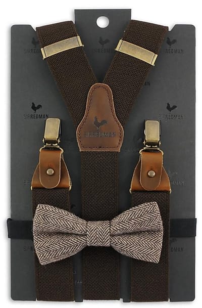 Sir Redman - Bretels met strik - bretels combi pack Essential Troy Tweed - bruin / beige