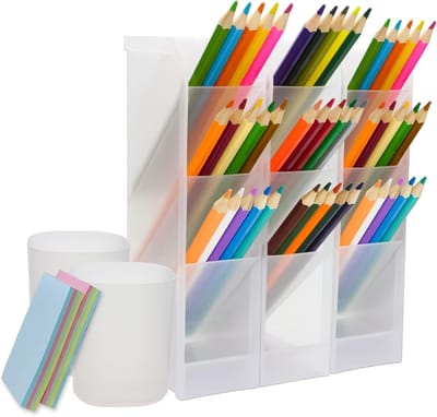5 stuks bureau-organizer pennenhouder bureau bureau organizer bureau decoratie make-up organizer make-up tafel organizer (3 houders + 2 bekers, wit)