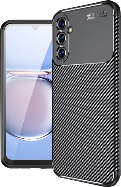Techsuit Carbon Fiber Silicone Back Cover Hoesje geschikt voor Samsung Galaxy A05s - Zwart