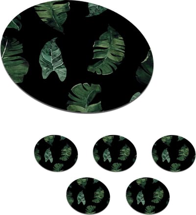 Onderzetters voor glazen - Rond - Patronen - Planten - Bladeren - 10x10 cm - Glasonderzetters - 6 stuks