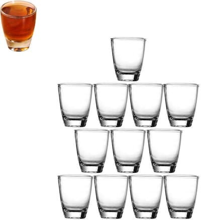Set van 12 stevige shotglazen van 35 ml - Transparante glazen voor sterke dranken, vaatwasserbestendig en perfect voor feesten en bars