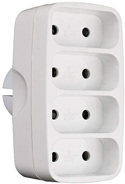 Huishoudelijke haspel met 3x2P+T en 2xUSB - 7m - Wit