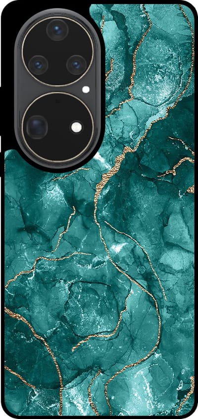 Smartphonica Telefoonhoesje Geschikt voor Huawei P50 Pro met marmer opdruk - TPU backcover case marble design - Goud Groen geschikt voor Huawei P50 Pro