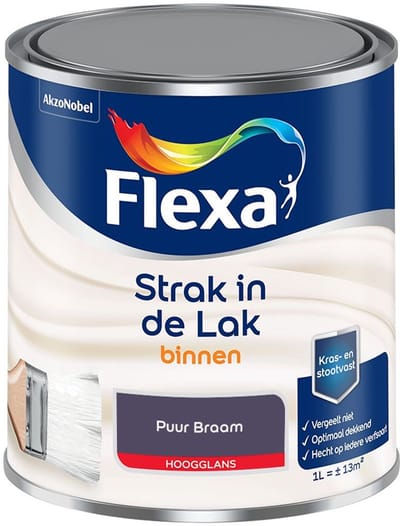Flexa - Strak In De Lak Binnenlak Hoogglans - Puur Braam - Mengverf - 1 L