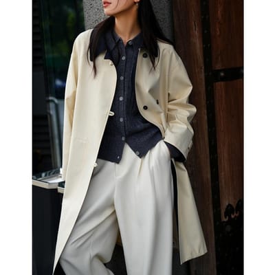 In de Winter Staat de Bijgewerkte Comfortabele Pasvorm Lange Trenchcoat in Contrast met Katoen en Verdikt Katoen-gevulde Jas S gray