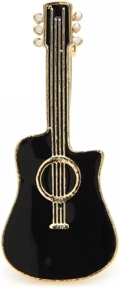 Zelto -Broche- Gitaar- Zwart- Muziek-Broche Boetiek-Instrument- Top 40-