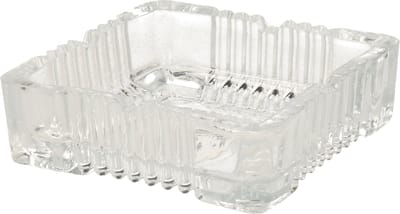 Home & Styling Asbak - vierkant - gedecoreerd glas - transparant - 10 x 10 x 4 cm