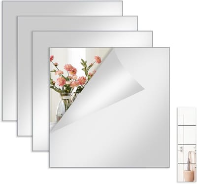 Zelfklevende Spiegels Set van 4/10 - Vierkante Spiegeltegels 20 x 20 cm - Wanddecoratie Zonder Boren
