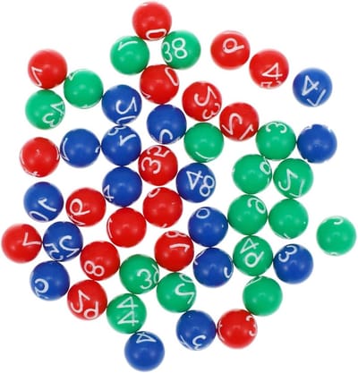 JGS Premium - Mini genummerde speelballen 08 cm - Set van 49 - Bingo-speelballen - Tafeltennis - Plastic - Kleur - Kinderen - Volwassenen - Bruiloft