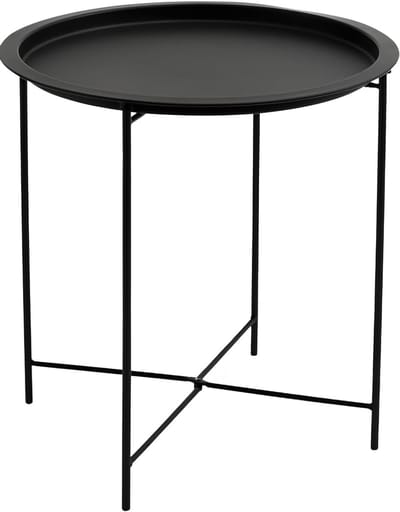 Metalen Tafel - Bijzettafel - Buiten Zitten - Robuust Metalen Frame - 47 x 51 cm - Zwart