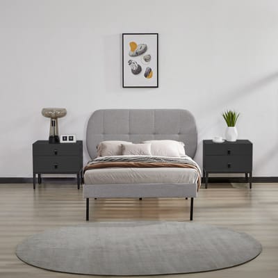 Gestoffeerd bed Porvoo met bedbodem 90x200 cm grijs [en.casa]