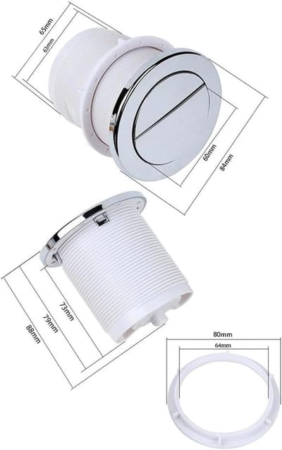 Toilet Spoelknop - Dubbele Drukknop - Water Besparen - Pneumatische Bediening - 73 x 65 x 84 cm - Chroom
