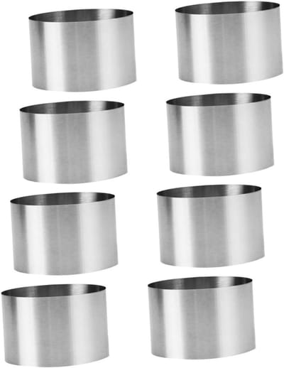 Bakringen Set - Mousse Vormen - Taarten Maken - Gladde Rand - 8 Stuks - Zilver