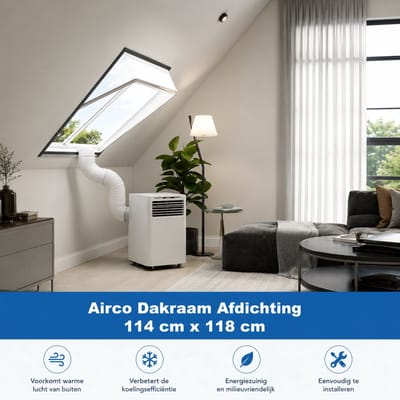 Airco Dakraam Afdichtkit – 78 x 98 cm – Geschikt voor Velux: MK04 (GGL 1, 304, m04)| Fakro/Optilight: Maatcode 05 | Luxtra: M6A - Airco Slang Afsluiten – Airco Tuimelvenster Oplossing – Dakraam Afdichting Raamafdichtingskit – Kylians