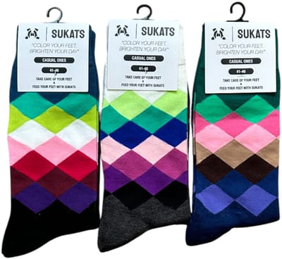 Sukats® The Casual Ones - 3 Paar - Maat 41-46 - Herensokken - Geruite Sokken - Set A - Happy Colorful Socks - Grappige Sokken - Vrolijke Sokken - Kerstsokken - Cadeausokken
