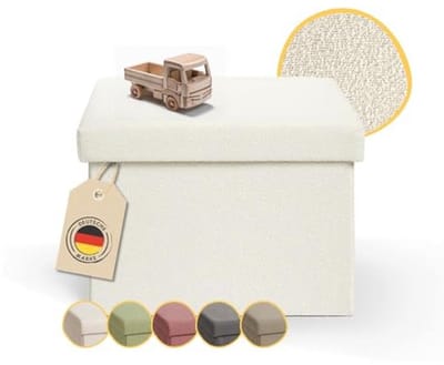Opbergbank met opslagruimte - Zitkubus - Beige poef - Multifunctionele stoel - Kleine bank - Opbergboxen 41x31cm