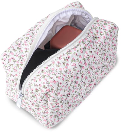 Dailygoods- Make-uptas grote capaciteit - Make-uptas met spiegel - Toilettas - Draagbare organisertas - Katoenen make-uptas - Perfect voor reizen - Cosmeticatas