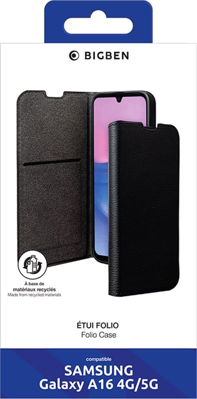 Bigben Connected, Hoesje geschikt voor Samsung Galaxy A16 4G / 5G - Folio Wallet met Standaard, Zwart