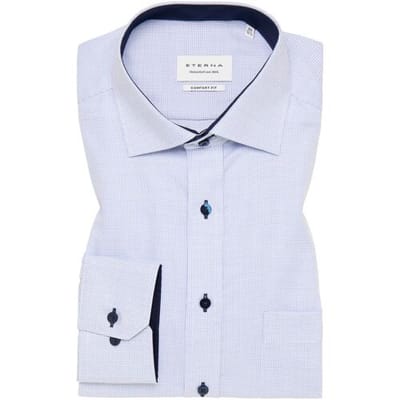 Eterna Overhemd Fine Fantasy Pattern Non-Iron Classic Kent Licht Blauw / male