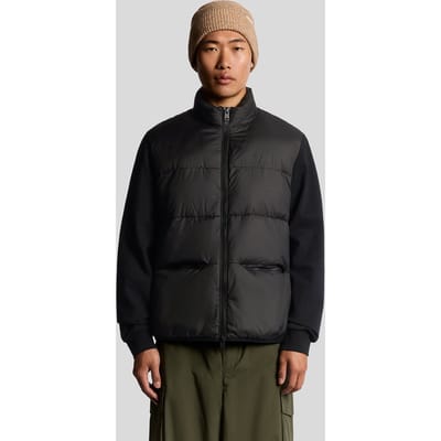 Lyle & Scott Funnel Neck Hybrid Zip Through Jumper Jet Black Size: S | Light Jackets Outlet | Heren | Zwart