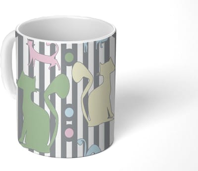 Mok - Koffiemok - Katten - Pastel - Dieren - Mokken - 350 ML - Beker - Koffiemokken - Theemok