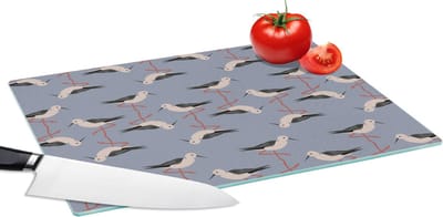 Glazen Snijplank - 39x28 - Vogel - Ooievaar - Patroon - Snijplanken Glas