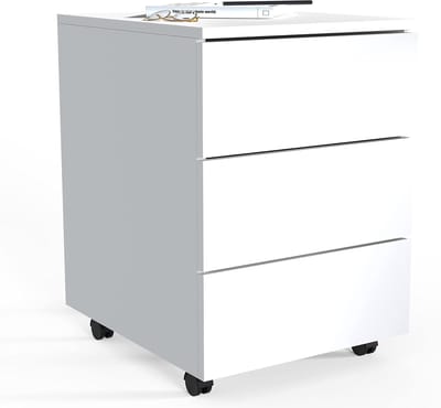 Ladeblok Op Wielen - Bureaukast Mobiel - Kantoor Organisatie - Greeploze Push-Open Laden - 55x39x45 cm - Wit