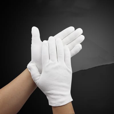30 stuks met handgekozen handschoenen - Witte katoenen handschoenen - Rekbare stoffen handschoenen - Medische handschoenen van 100% katoen - Geschikt voor het voorkomen van zweet op het werk, etiquette, productinspectie, inspectie van sieraden en zil