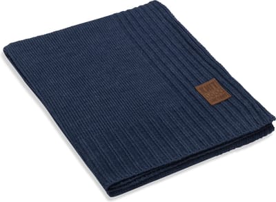 Knit Factory Uni Gebreid Plaid - Woondeken - plaid - Wollen deken - Kleed - Jeans - 160x130 cm