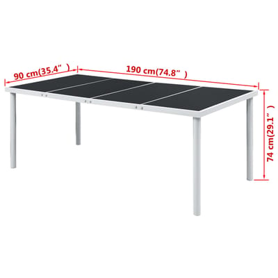 vidaXL - Tuintafel - 190x90x74 - cm - staal - zwart