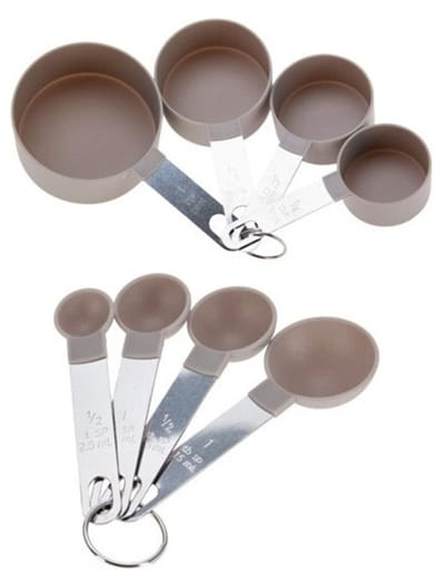Excellent Houseware Maatschepjes/maatlepeltjes Set 8 stuks Kunststof & RVS Bruin Keukenmaatlepels