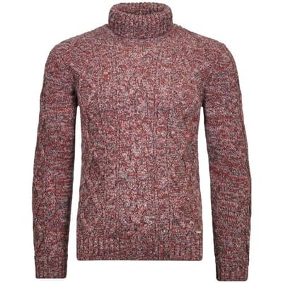 Ragman Trui Col Cable Design Pullover Blauw-Rood / male